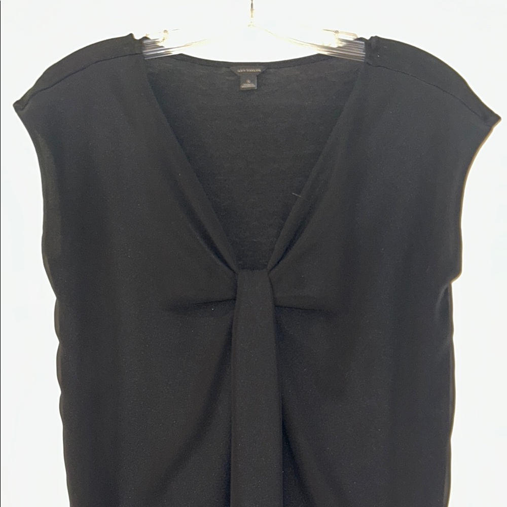Ann Taylor Elegant Black Cap-Sleeve Top